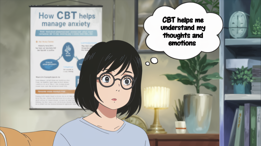 A therapist uses CBT to help the client manage anxiety symptoms.