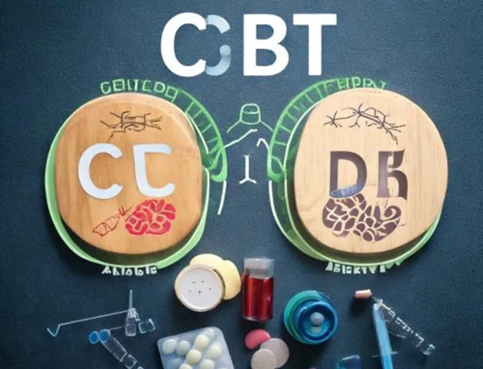 Illustration of CBT and DBT techniques, including cognitive restructuring, mindfulness, and distress tolerance.